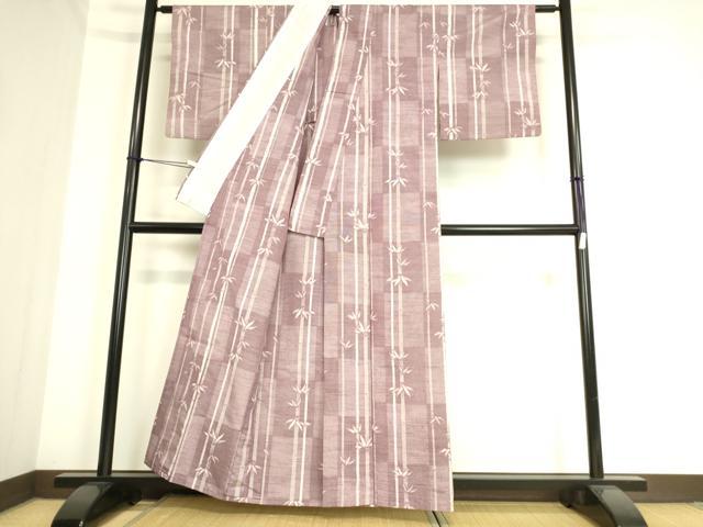 平和屋着物▽上質な紬 単衣 笹竹文 正絹 逸品 DAAS0966az