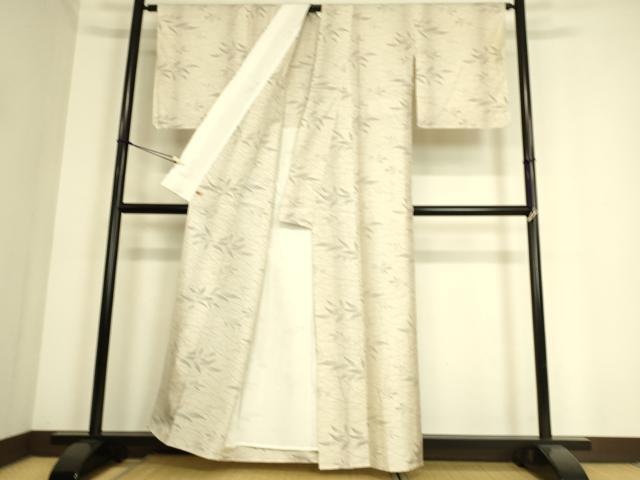 平和屋着物▽本場大島紬 白大島 単衣 草葉文 さが美扱い 正絹 逸品 DAAS0979az