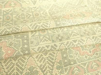 平和屋着物▽本塩沢 単衣 幾何学花文 正絹 逸品 DAAS0975az