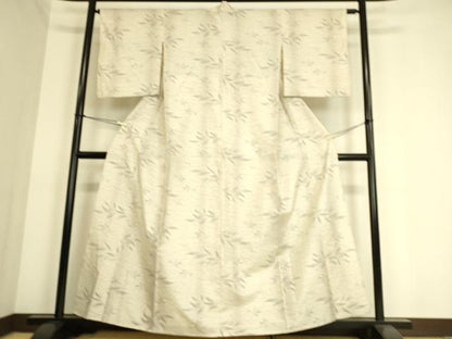 平和屋着物▽本場大島紬 白大島 単衣 草葉文 さが美扱い 正絹 逸品 DAAS0979az