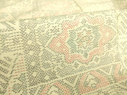 平和屋着物▽本塩沢 単衣 幾何学花文 正絹 逸品 DAAS0975az