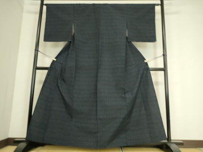 平和屋着物▽結城紬　単衣　菱花文　正絹　逸品　DAAS0995az