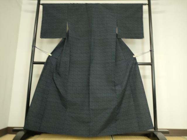 平和屋着物▽結城紬　単衣　菱花文　正絹　逸品　DAAS0995az