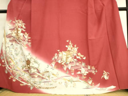 平和屋着物▽豪華色留袖 単衣 御所車花文 暈し染め 金彩 正絹 逸品 DAAS0992az