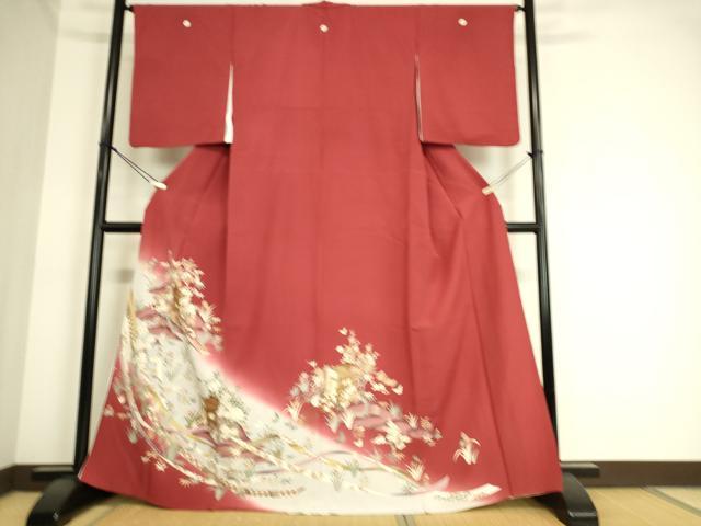 平和屋着物▽豪華色留袖 単衣 御所車花文 暈し染め 金彩 正絹 逸品 DAAS0992az