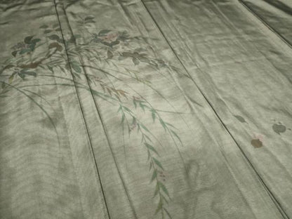平和屋着物▽訪問着 無双 紗袷 紗×絽 草花文 手描き 黒地 正絹 逸品 DAAT9007az