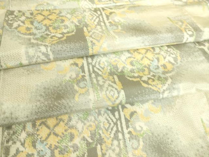 平和屋着物▽上質な紬 単衣 正倉院花文 正絹 逸品 DAAS1000az