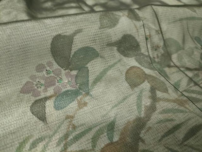 平和屋着物▽訪問着 無双 紗袷 紗×絽 草花文 手描き 黒地 正絹 逸品 DAAT9007az