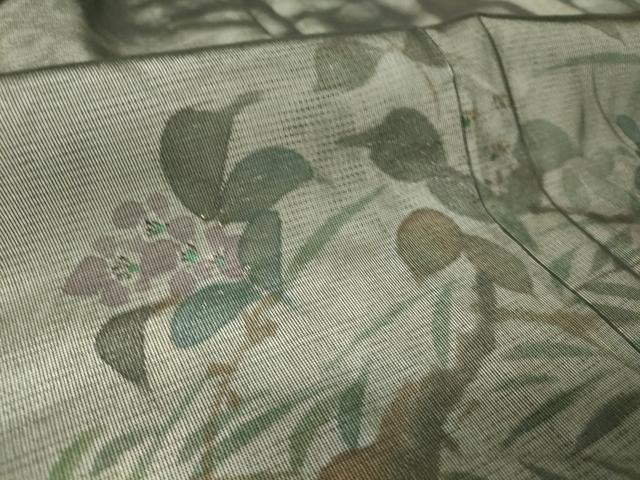 平和屋着物▽訪問着 無双 紗袷 紗×絽 草花文 手描き 黒地 正絹 逸品 DAAT9007az