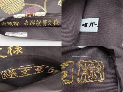 平和屋本店■極上　西陣　織文意匠鈴木　六通柄袋帯　唐綾錦　吉祥笹蔓文様　金銀糸　証紙・反端付き　逸品　CYAA2573s5