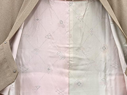 平和屋着物∞道行コート　ロング丈　絞り　枝花文　金彩　正絹　逸品　BAAT8927gt