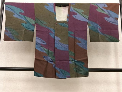 平和屋着物∞道行コート　エ霞文　正絹　逸品　BAAT8925gt