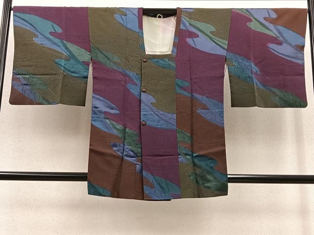 平和屋着物∞道行コート　エ霞文　正絹　逸品　BAAT8925gt