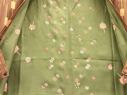 平和屋着物∞道行コート　単衣　ロング丈　幾何学文様　正絹　逸品　BAAT8932gt