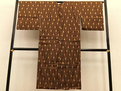 平和屋着物∞道行コート　単衣　ロング丈　幾何学文様　正絹　逸品　BAAT8932gt