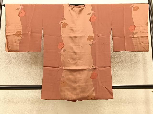 平和屋着物∞道行コート　ロング丈　花　正絹　逸品　BAAT8962gt