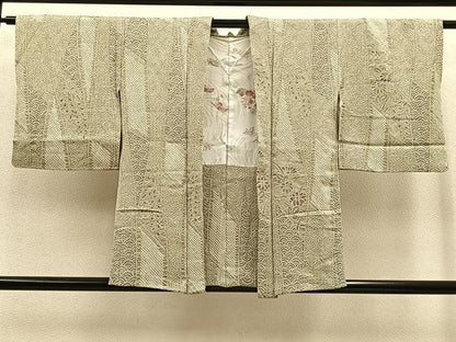 平和屋着物＃名門　藤娘きぬたや・総絞り　羽織　吉祥草花文　正絹　逸品　未使用　BAAT8997gt