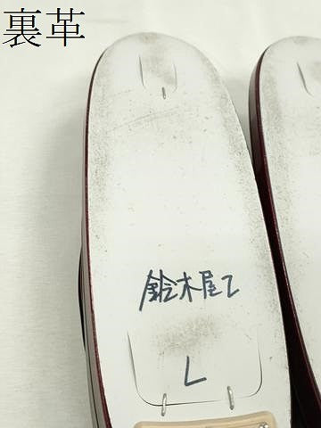 平和屋着物●和装小物　和装バッグ・草履セット　エナメル　臙脂色×黒　草履サイズ：Ｌ　逸品　CAAS9878ju