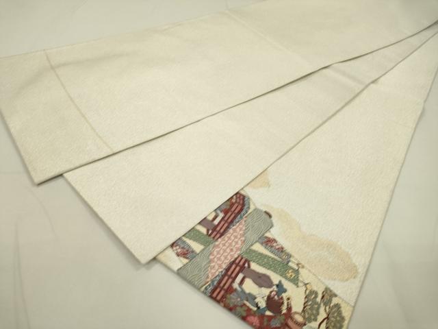 平和屋着物▼綴れ　太鼓柄袋帯　絵巻人物花文　金銀糸　正絹　逸品　DAAT3318fe