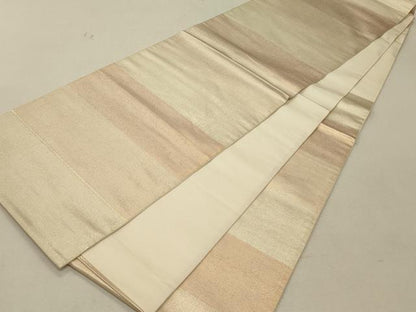 平和屋着物◎六通柄袋帯　横段文　金糸　正絹　逸品　CAAS4312qe