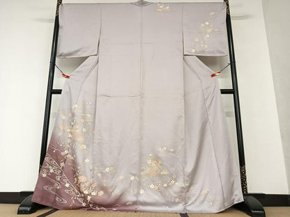 平和屋着物●訪問着 流水雪輪花文 暈し染め 金彩 正絹 逸品 AAAW9070zg