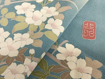平和屋着物●訪問着　友禅　作家物　枝花文　暈し染め　正絹　逸品　AAAW9082zg