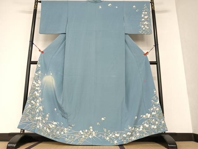 平和屋着物●訪問着　友禅　作家物　枝花文　暈し染め　正絹　逸品　AAAW9082zg