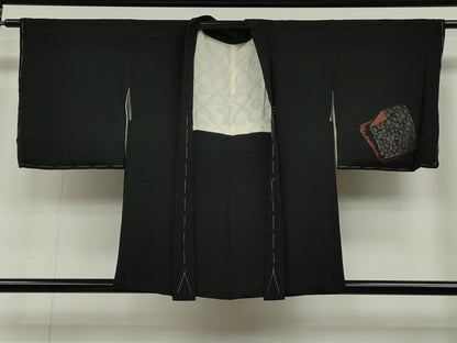 平和屋着物∞羽織 寿光織 破れ色紙枝花文 黒地 金銀糸 正絹 逸品 未使用 CAAT5722id