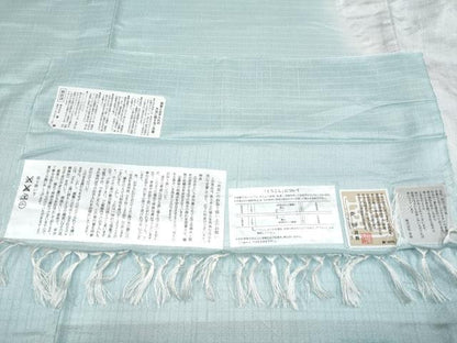 平和屋本店■希少 男性 夏物 十日町 名門青柳 櫛引織 赤城紬 草木染 キングサイズ 訪問着 山梔子藍色染 やまと誂製 証紙付 逸品 CYAA2613s5
