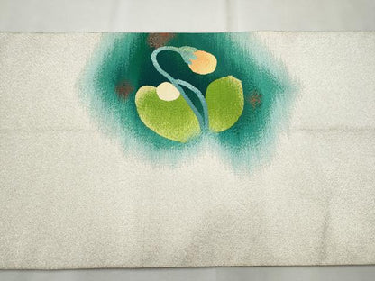 平和屋着物●爪掻き本綴れ　八寸名古屋帯　草花文　正絹　逸品　CAAT8100hy