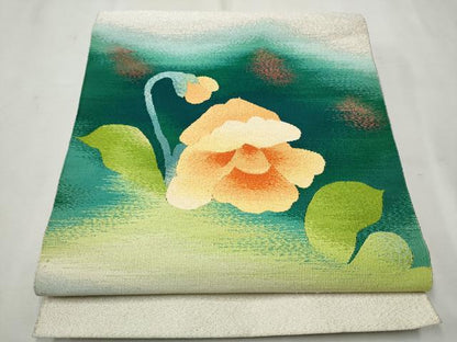 平和屋着物●爪掻き本綴れ　八寸名古屋帯　草花文　正絹　逸品　CAAT8100hy