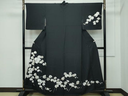 平和屋本店■極上　訪問着　総手刺繍　胡蝶蘭　黒地　金糸　逸品　CZAA2795s5