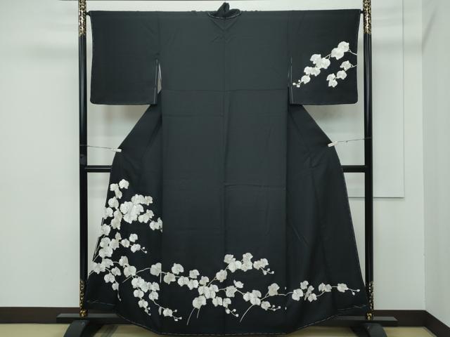 平和屋本店■極上　訪問着　総手刺繍　胡蝶蘭　黒地　金糸　逸品　CZAA2795s5