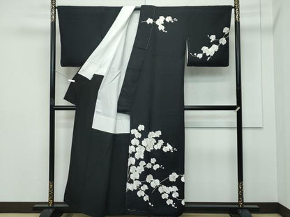 平和屋本店■極上　訪問着　総手刺繍　胡蝶蘭　黒地　金糸　逸品　CZAA2795s5
