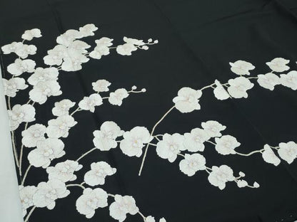 平和屋本店■極上　訪問着　総手刺繍　胡蝶蘭　黒地　金糸　逸品　CZAA2795s5