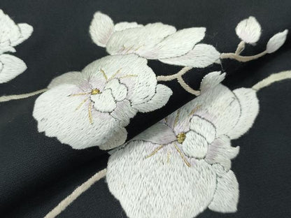 平和屋本店■極上　訪問着　総手刺繍　胡蝶蘭　黒地　金糸　逸品　CZAA2795s5