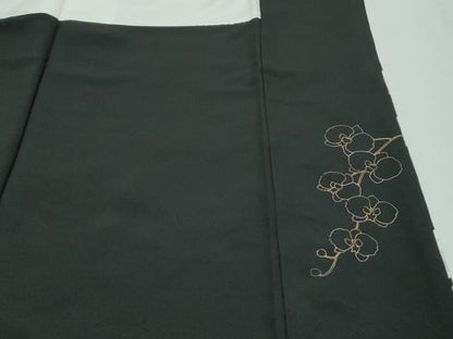 平和屋本店■極上　訪問着　総手刺繍　胡蝶蘭　黒地　金糸　逸品　CZAA2795s5