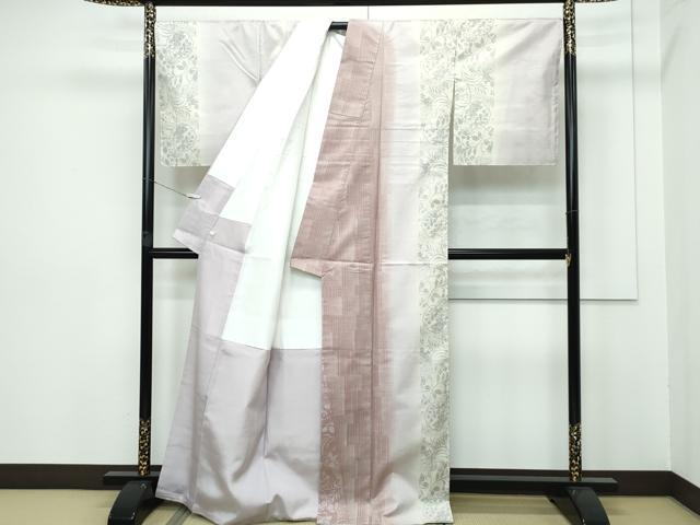 平和屋本店■極上　訪問着　本場大島紬地　白大島　雪輪花唐草間道　まさき織物謹製　証紙付き　逸品　未使用　CZAA2814s5
