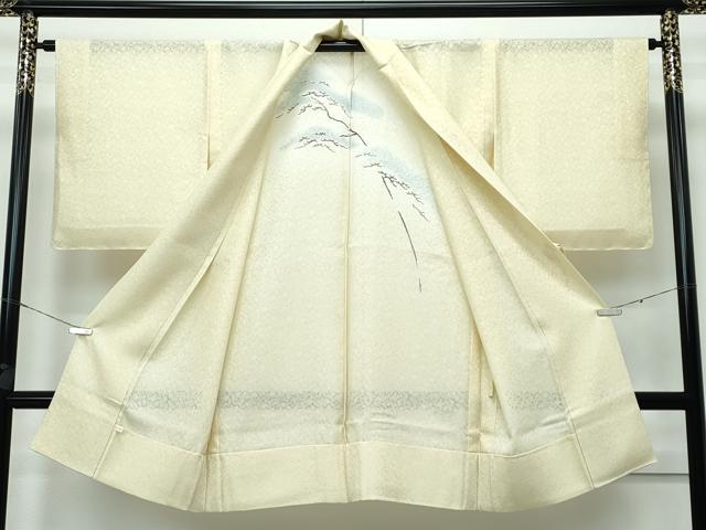 平和屋本店▽極上 本加賀友禅作家 菊田宏幸 スリーシーズン 春夏秋 塵除け 道中着 ロング丈 紗 松 木蘭色地 証紙付 逸品 未使用 CZAA2835s5