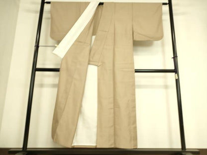平和屋着物▽上質なお召　単衣　格子　正絹　逸品　DAAT9125az