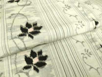 平和屋着物▽上質な紬 単衣 花唐草間道 正絹 逸品 DAAT9147az