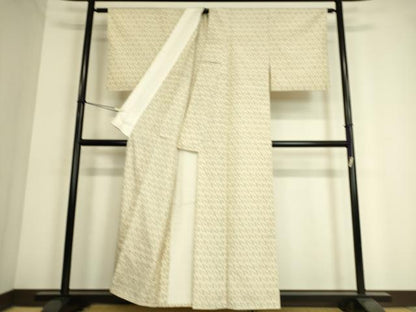 平和屋着物▽上質な紬 単衣 変わり格子 正絹 逸品 DAAT9144az