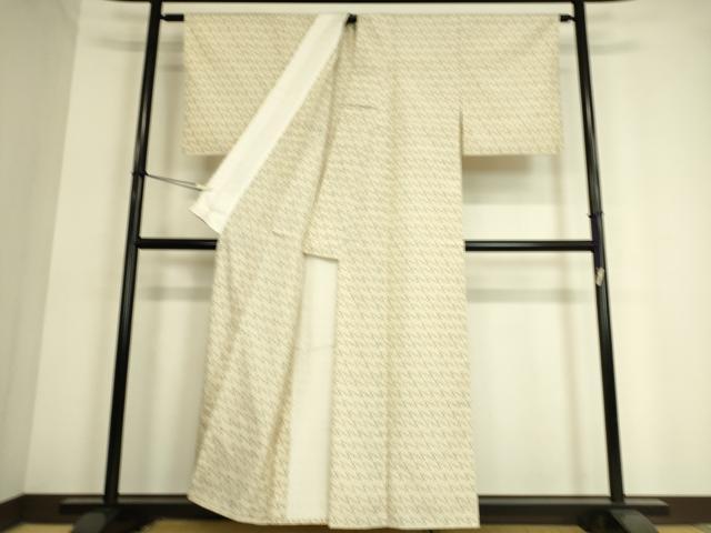 平和屋着物▽上質な紬 単衣 変わり格子 正絹 逸品 DAAT9144az