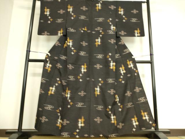 平和屋着物▽上質な紬 単衣 琉球絣文様 正絹 逸品 DAAT9143az