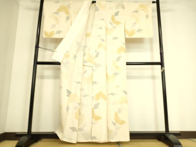 平和屋着物▽上質な小紋 単衣 地紋起こし 草花文 正絹 逸品 DAAT9139az