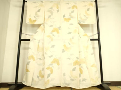 平和屋着物▽上質な小紋 単衣 地紋起こし 草花文 正絹 逸品 DAAT9139az