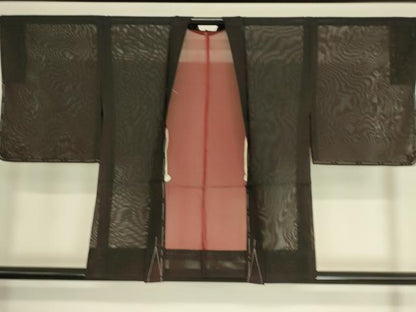 平和屋着物▽羽織 スリーシーズン 春夏秋 塵除け 紗 黒色 正絹 逸品 DAAT9157az