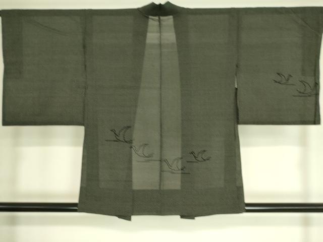 平和屋着物▽本塩沢 羽織 スリーシーズン 春夏秋 塵除け 飛鳥文 正絹 逸品 DAAT9151az