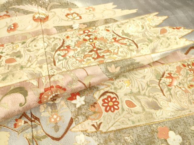 平和屋着物▽訪問着　単衣　駒刺繍　更紗花鳥文　金彩　正絹　逸品　DAAT9171az