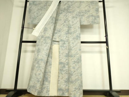 平和屋着物▽上質な紬　単衣　草花文　正絹　逸品　DAAT9177az